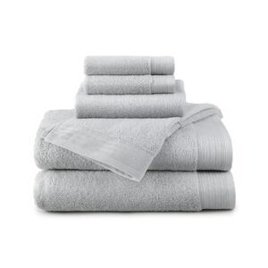 Hotel Style 100% Organic Cotton Luxury 6-Piece Towel Set, Platinum Silver